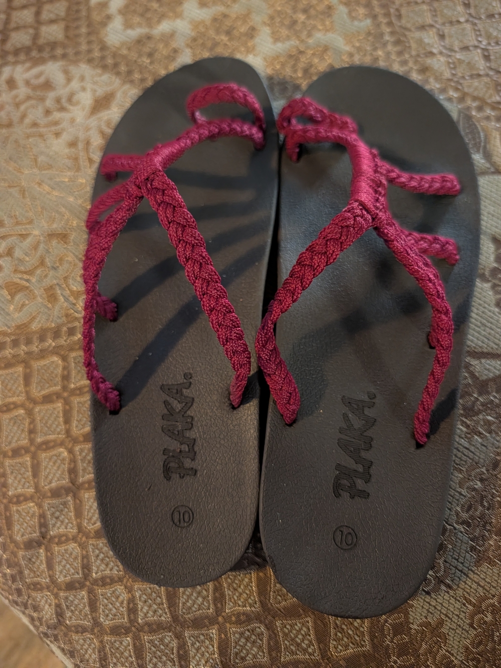 Plaka Women's Braided Sandals in Wine